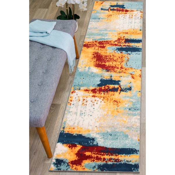 World Rug Gallery Sky Collection Modern Abstract Runner Rug 2'x7' Multi 236MULTI2X7 - main